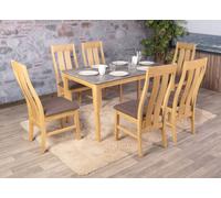 Mendler Lot de 6 chaises de Salle à Manger HWC-M58 Structure en Bois Massif Clair, Taupe