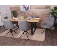 Lot De 6 Chaises De Salle À Manger Hwc-M65, Chaise De Cuisine Fauteuil Chaise, Pivotante Auto Position Métal Tissu/Textile Gris Multicolore