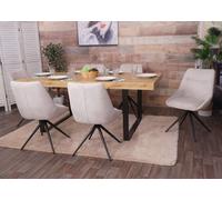 Lot de 6 chaises de Salle à Manger HWC-M65, Chaise de Cuisine Fauteuil Chaise, pivotante Auto Position métal Tissu/Textile - crème-Beige