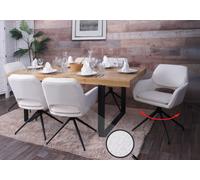 Lot de 6 chaises de salle à manger HWC-N74, chaise de cuisine, pivotante Auto-Return, tissu Bouclé (540g/m²) Oeko-Tex crème