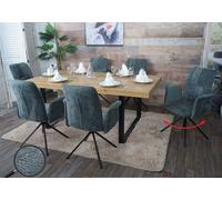lot de 6 chaises de salle à manger HWC-N99, pivotantes Accoudoirs Auto-Return, tissu/textile chenille (340g/m²) Oeko-Tex ~ bleu-vert