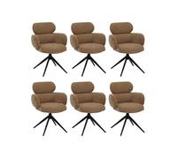 Lot de 6 chaises de salle à manger HWC-O77 (310 g/m²) Chenille marron clair