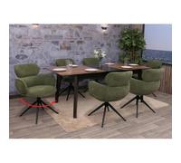 Lot de 6 chaises de salle à manger HWC-O77, chaise de cuisine, pivotante avec retour automatique, tissu (310 g/m²) chenille Oeko-Tex vert olive