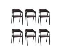 Lot de 6 chaises de salle à manger HWC-P29, chaise de cuisine, chaise à dossier, chaise rembourrée, style industriel rétro vintage, similicuir marron foncé