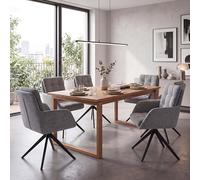 Lot de 6 chaises de salle à manger HWC-Q36, chaises de cuisine pivotantes à retour automatique, tissu chenille (680 g/m²) certifié Oeko-Tex, structure métallique MVG gris