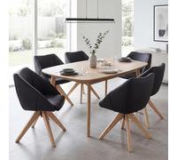 Lot de 6 chaises de salle à manger HWC-Q52, pivotantes, en similicuir, noir