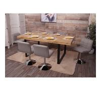 Lot de 6 chaises de salle à manger Kavala, chaise de cuisine, tissu/textile chrome pivotant gris clair
