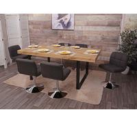 Lot de 6 chaises de salle à manger Kavala, chaise de cuisine, tissu/textile chrome pivotant gris foncé