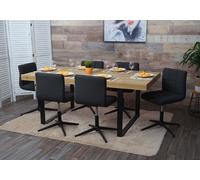 Lot De 6 Chaises De Salle À Manger Kavala Ii, Chaise De Cuisine, Hauteur Réglable Mécanisme Rotatif Tissu/Textile Gris Foncé, Pied Noir Multicolore