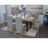 Lot de 6 chaises de salle à manger Latina, chaise de cuisine, tissu/textile gris clair, pieds clairs