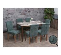 Lot De 6 Chaises De Salle À Manger Littau, Chaise De Cuisine À Dossier Haut, Tissu/Textile Chenille Bois Vert, Pieds Couleur Naturelle Multicolore