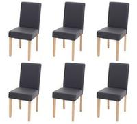 Mendler Lot de 6 chaises de Salle à Manger Littau Similicuir, Gris Mat, Pieds clairs