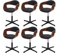 Lot de 6 chaises de salle à manger MENDLER HWC-H46 aspect noyer tissu gris foncé Gris foncé G