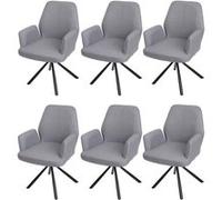 Lot de 6 chaises de salle à manger MENDLER HWC-H71 tissu/textile acier gris clair Gris G