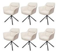 Lot De 6 Chaises De Salle À Manger Hwc-K33, Chaise De Cuisine, Pivotante Auto-Position, Tissu/Textile Similicuir, Crème Multicolore