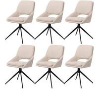 Mendler Lot de 6 chaises de salle à manger HWC-N73 boucle crème pivotantes Auto-Return