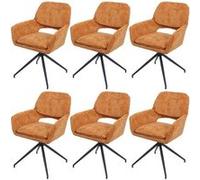 Mendler Lot de 6 chaises de salle à manger HWC-N74 Chenille (490g/m²) MVG Ocre-jaune