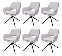 Mendler Lot de 6 chaises de salle à manger HWC-N74 pivotantes Auto-Return tissu bouclé 540g/m² crème