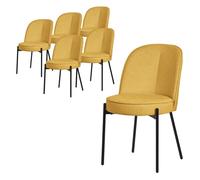 Lot de 6 chaises de salle à manger ML-Design moutarde polyester structure métal dossier arrondi