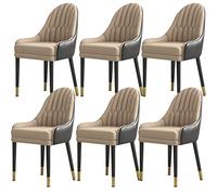 Lot de 6 chaises de salle à manger modernes à dossier haut en cuir synthétique avec pieds en bois massif et assise confortable et douce pour meubles de cuisine et de salon