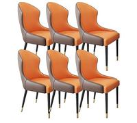 Lot de 6 chaises de salle à manger modernes avec revêtement en cuir résistant à l'usure pour cuisine, chambre à coucher, salle de mariage, balcon et salon Blanc cassé + gris foncé