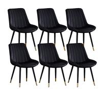 Lot de 6 chaises de salle à manger modernes du milieu du siècle avec coussin en polyuréthane avec dossier et pieds en métal noir élégant pour cuisine et salon, design élégant noir et doré
