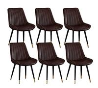 Lot de 6 chaises de salle à manger modernes du milieu du siècle avec coussin en polyuréthane et dossier élégants pour cuisine/salon avec pieds en métal (marron, noir, pieds dorés)