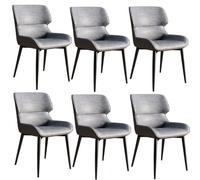 Lot de 6 chaises de salle à manger modernes du milieu du siècle, élégantes, confortables, dossier haut, design incurvé, pieds épais, capitonnées, parfaites pour la décoration de la maison et de la