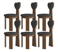 Lot de 6 chaises de salle à manger modernes en bois massif du milieu du siècle, noyer et noir, rembourrées en cuir, confort élégant pour cuisine, salle à manger, chambre à coucher