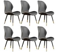 Lot de 6 chaises de salle à manger modernes en cuir gris capitonné sans fauteuil de style scandinave avec finition mate