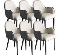 Lot de 6 chaises de salle à manger modernes en cuir synthétique, chaises d'appoint rembourrées confortables pour cuisine et salle à manger, chaises d'appoint élégantes pour décoration d'intérieur