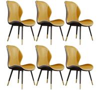 Lot de 6 chaises de salle à manger modernes jaunes de style scandinave en cuir rembourré - Design glamour sans accoudoirs - Finition mate