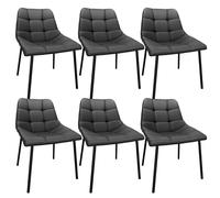 Lot de 6 chaises de salle à manger modernes scandinaves à dossier haut en similicuir avec pieds en métal robustes pour décoration de salon et de salle à manger
