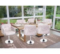 Lot De 6 Chaises De Salle À Manger Orlando, Chaise Pivotante, Imitation Daim Chrome Gris Clair Vintage Multicolore