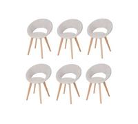 Lot de 6 chaises de salle à manger Palermo III, chaise de cuisine, design rétro années 50 textile, crème/gris