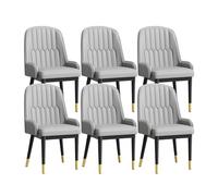Lot de 6 chaises de salle à manger rembourrées avec accoudoirs et dossier haut en cuir synthétique pour salle à manger, mobilier élégant et confortable