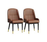 Lot de 6 chaises de salle à manger rembourrées avec dossier haut en cuir synthétique pour salle à manger, mobilier élégant et confortable