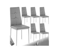Tectake Lot de 6 chaises avec strass - gris