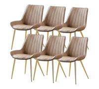 Lot de 6 chaises de salle à manger rembourrées en cuir synthétique avec pieds en métal robustes pour salon, bureau, cuisine, décoration d'intérieur élégante