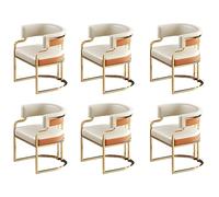 Lot de 6 chaises de salle à manger rembourrées en similicuir avec pieds en laiton pour cuisine et salle à manger Beige & ge