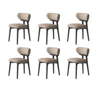 Lot de 6 chaises de salle à manger rétro en bois massif avec dossier, design incurvé, durable, respirant, parfaites pour la cuisine et le salon (noir + kaki foncé)