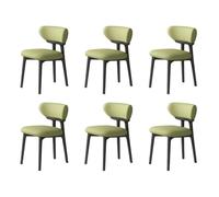 Lot de 6 chaises de salle à manger rétro en bois massif avec dossier incurvé, respirant et résistant à l'usure, parfaites pour la cuisine et le salon (noir et vert)