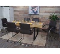 Lot de 6 chaises de salle à manger Samara, chaise de cuisine à piétement luge, acier brun