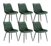 Lot de 6 Chaises de Salle à Manger,Supportant Jusqu’à 120 kg, Pied en Acier, Dossier Ergonomique, Vert et Noir d'Encre