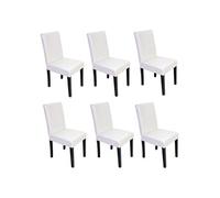 Lot de 6 chaises de séjour Littau, cuir reconstitué blanc, pieds foncés