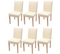 Lot de 6 chaises de séjour Littau cuir reconstitué crème, pieds clairs Beige G