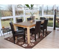 Lot de 6 chaises de séjour Littau cuir reconstitué marron, pieds foncés