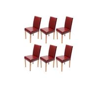Lot De 6 Chaises De Séjour Littau Cuir Reconstitué Rouge, Pieds Clairs Multicolore