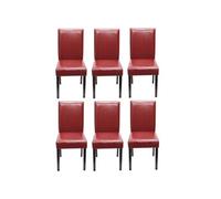 Lot de 6 chaises de séjour Littau cuir reconstitué rouge, pieds foncés