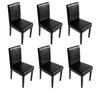 Lot de 6 chaises de séjour Littau - PU - noir - pieds foncés